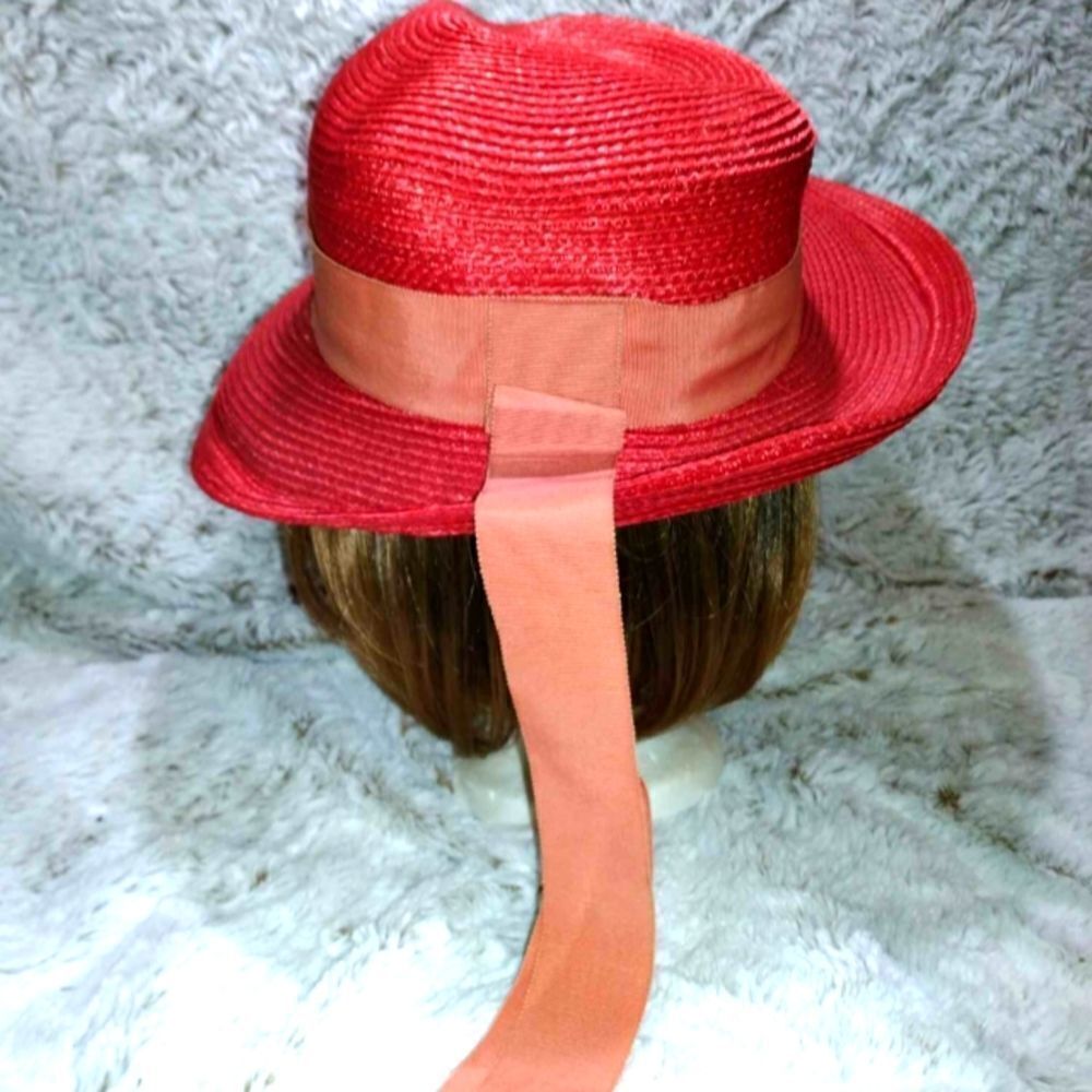 Chase A Stevens vintage hat. Mauve color. Long ribbon